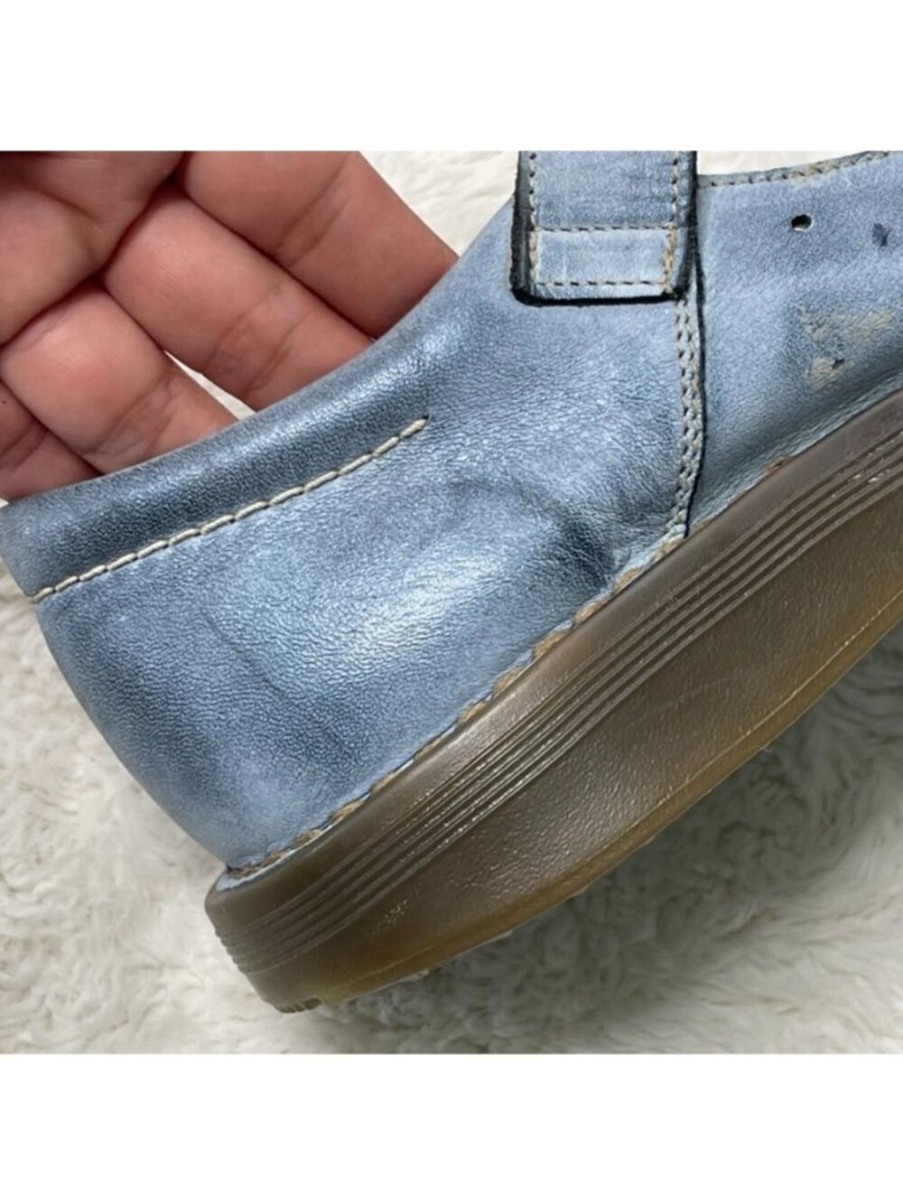 Rare Vintage Dr. Martens 8A57 Mary Janes Blue Distressed Leather Made in Portuga - Picture 7 of 10